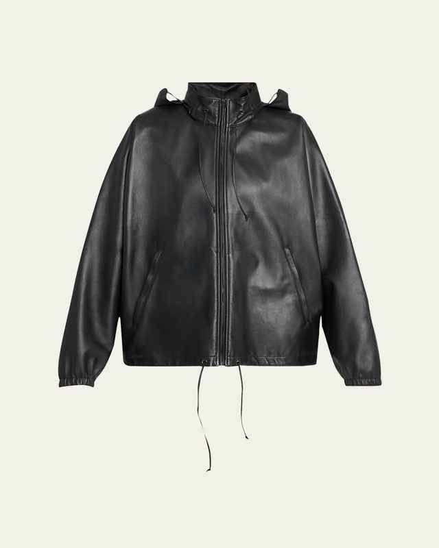 Jilly Leather Zip Hooded Jacket